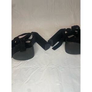 Wild Diva Platform Black Faux Suede Ankle Tie Heels NWOT Size 8